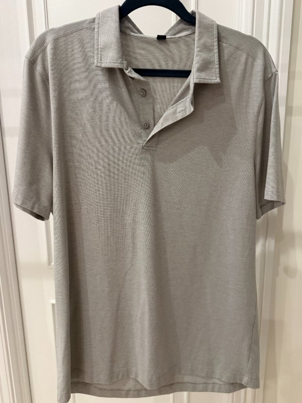 Lululemon Men's Stone Color Performance Polo Shirt Size Large Golf Casual